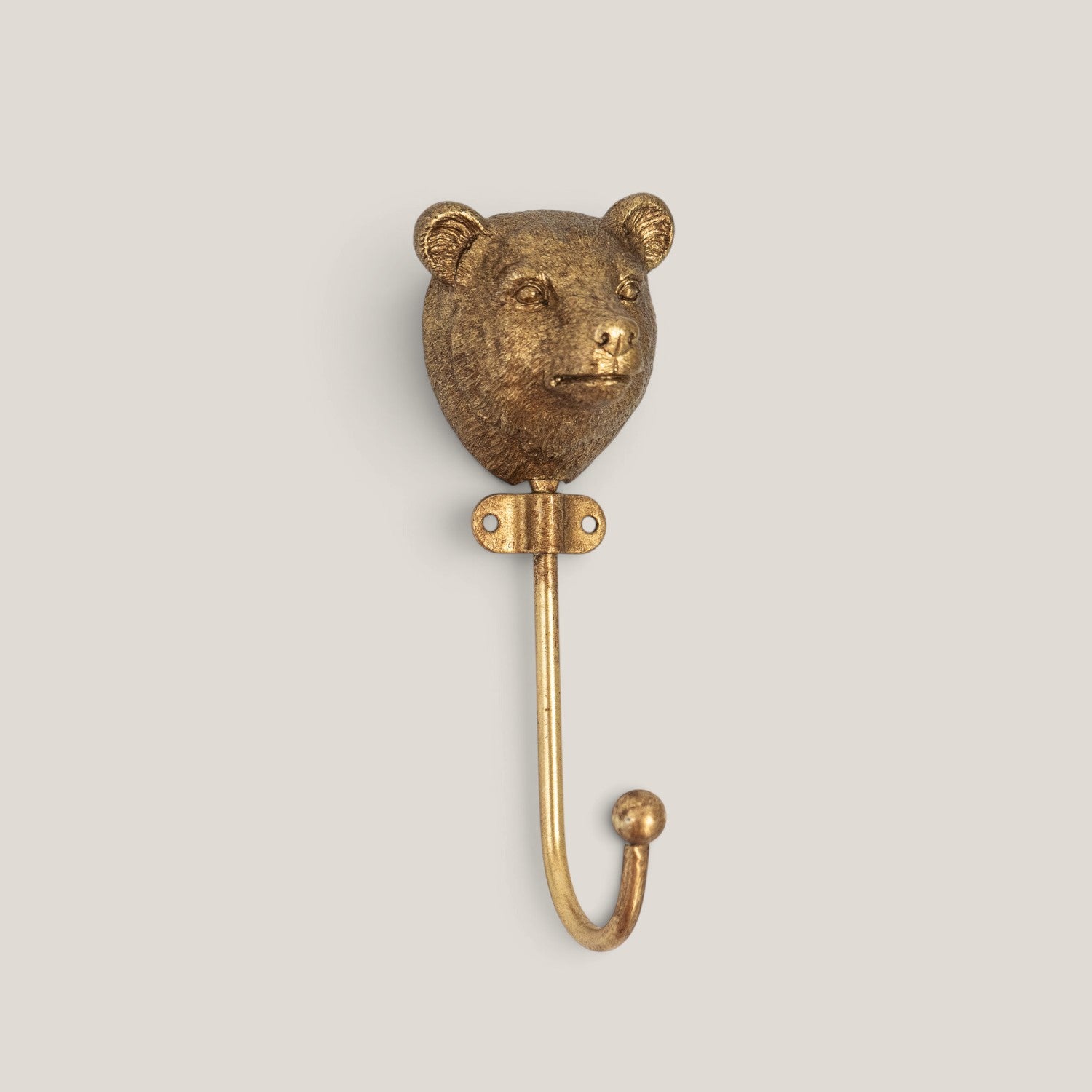 Whimsical Briar Bear Brass Wall Hook