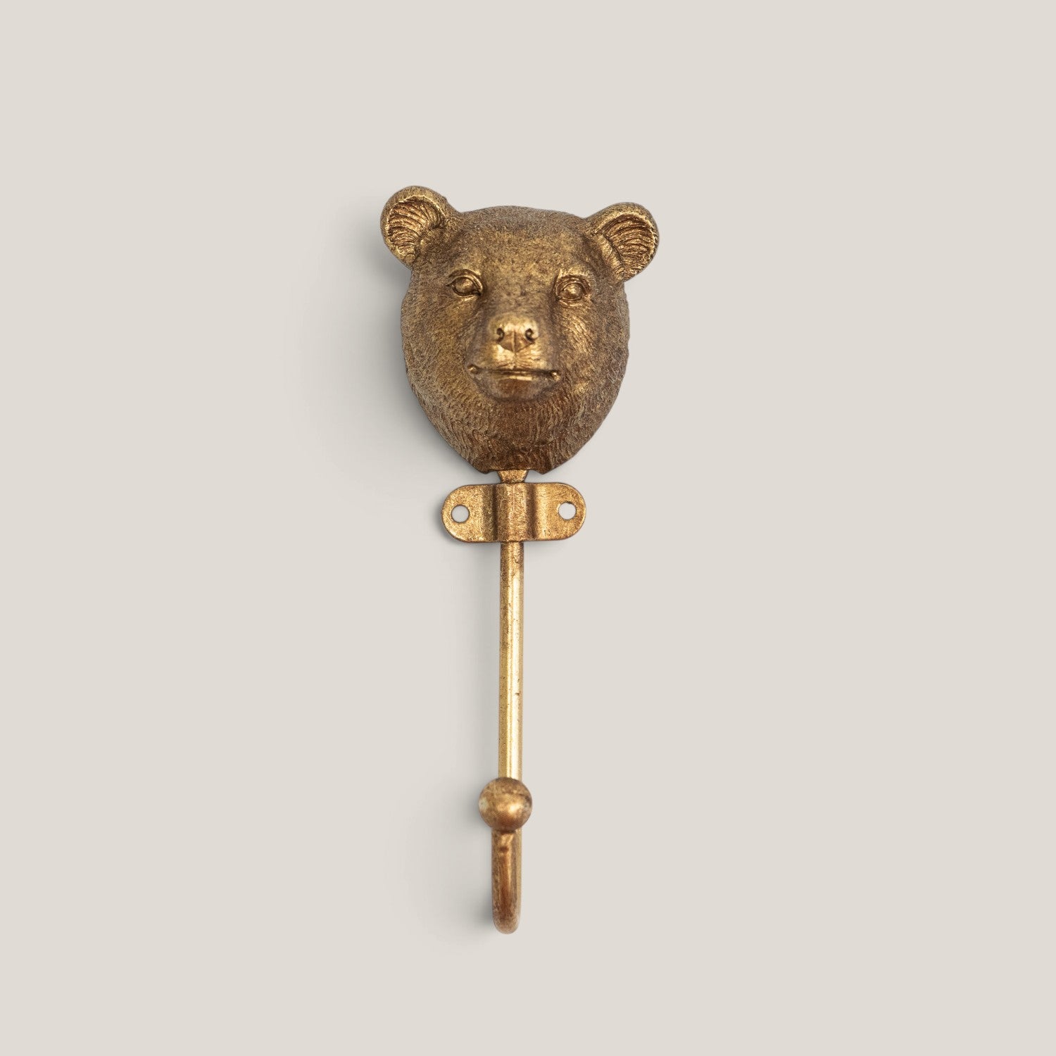 Whimsical Briar Bear Brass Wall Hook