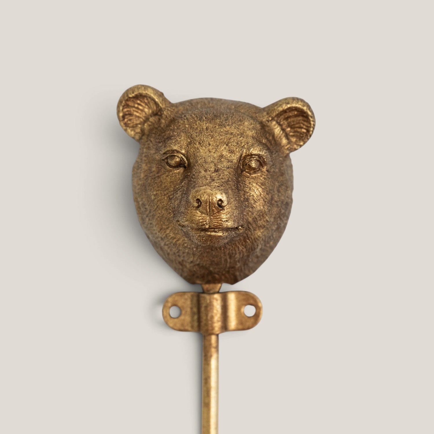 Whimsical Briar Bear Brass Wall Hook
