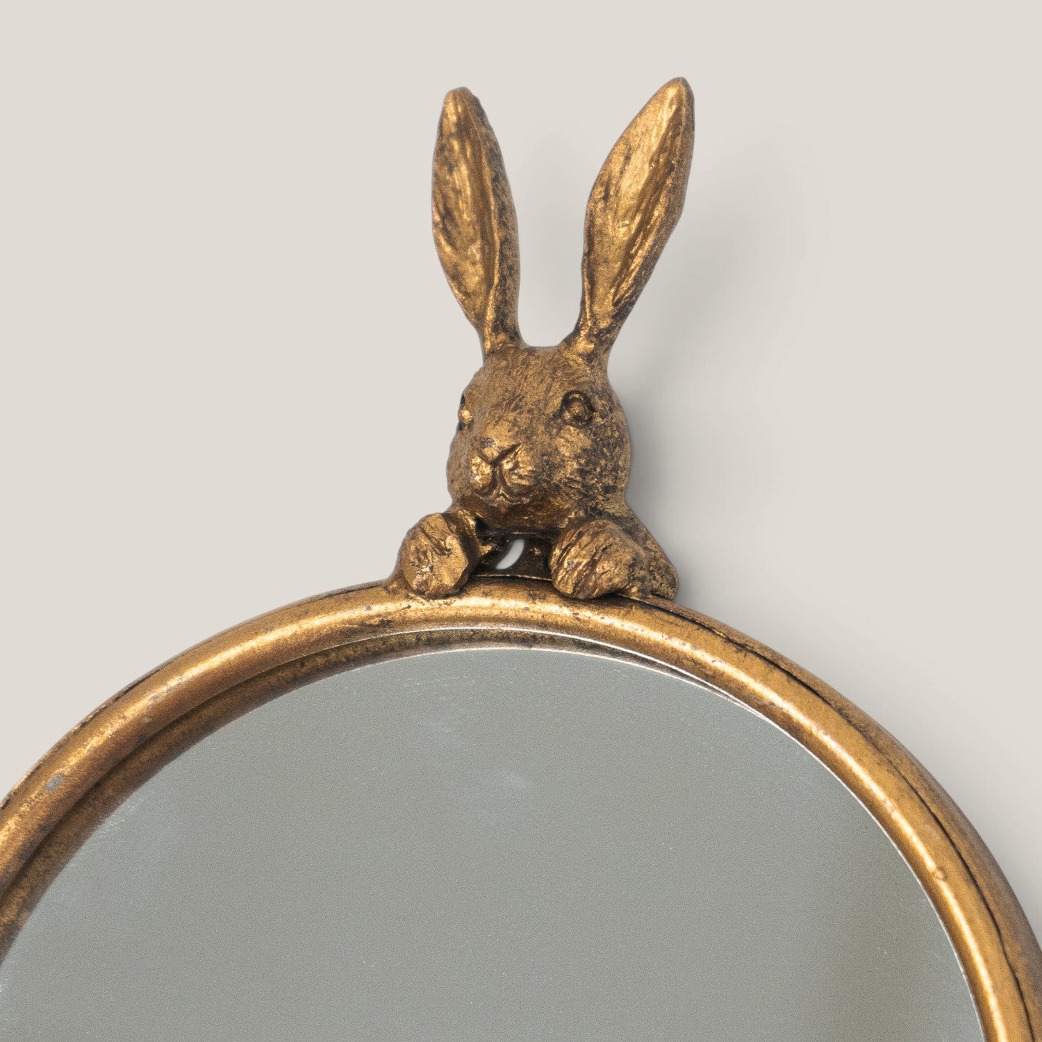 Whimsical Bramble Hare Brass Wall Mirror & Hook