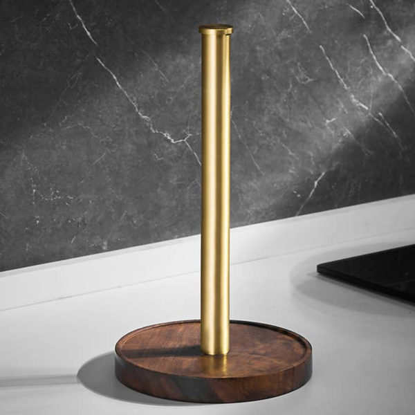 Walnut/Brushed Metal Paper Towel Holder