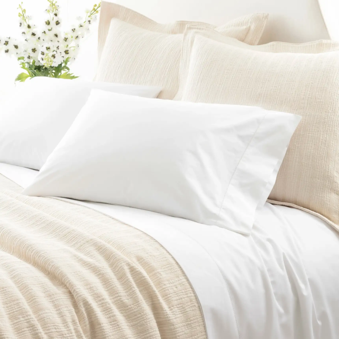 Dash & Albert Hemstitch Sheet Set Classic - White