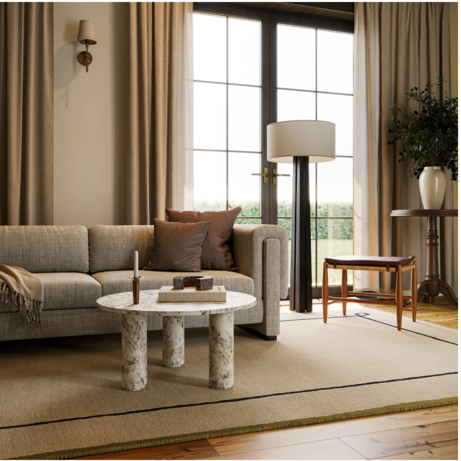 Dash & Albert x Nate Berkus Serge Bordered Wool Rug - Tan