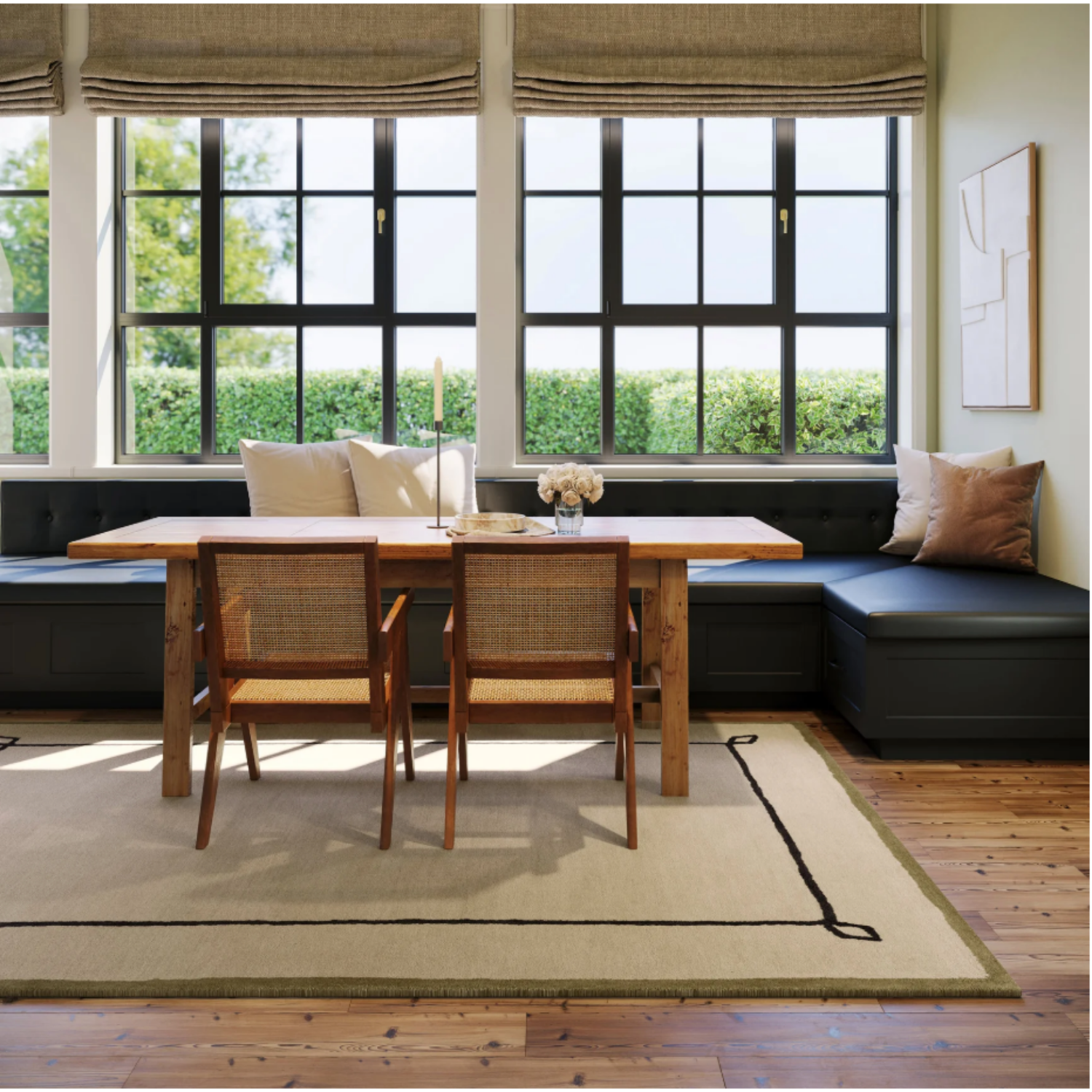 Dash & Albert x Nate Berkus Serge Bordered Wool Rug - Tan