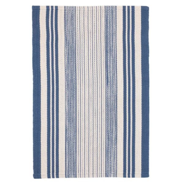 Dash & Albert Quincy Stripe Denim Handwoven Indoor/Outdoor Rug