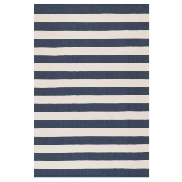 Dash & Albert Banks Stripe Navy Handwoven Indoor/Outdoor