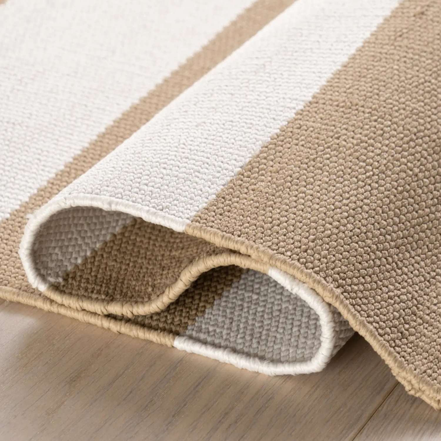 Dash & Albert Banks Stripe Khahki Handwoven Indoor/Outdoor