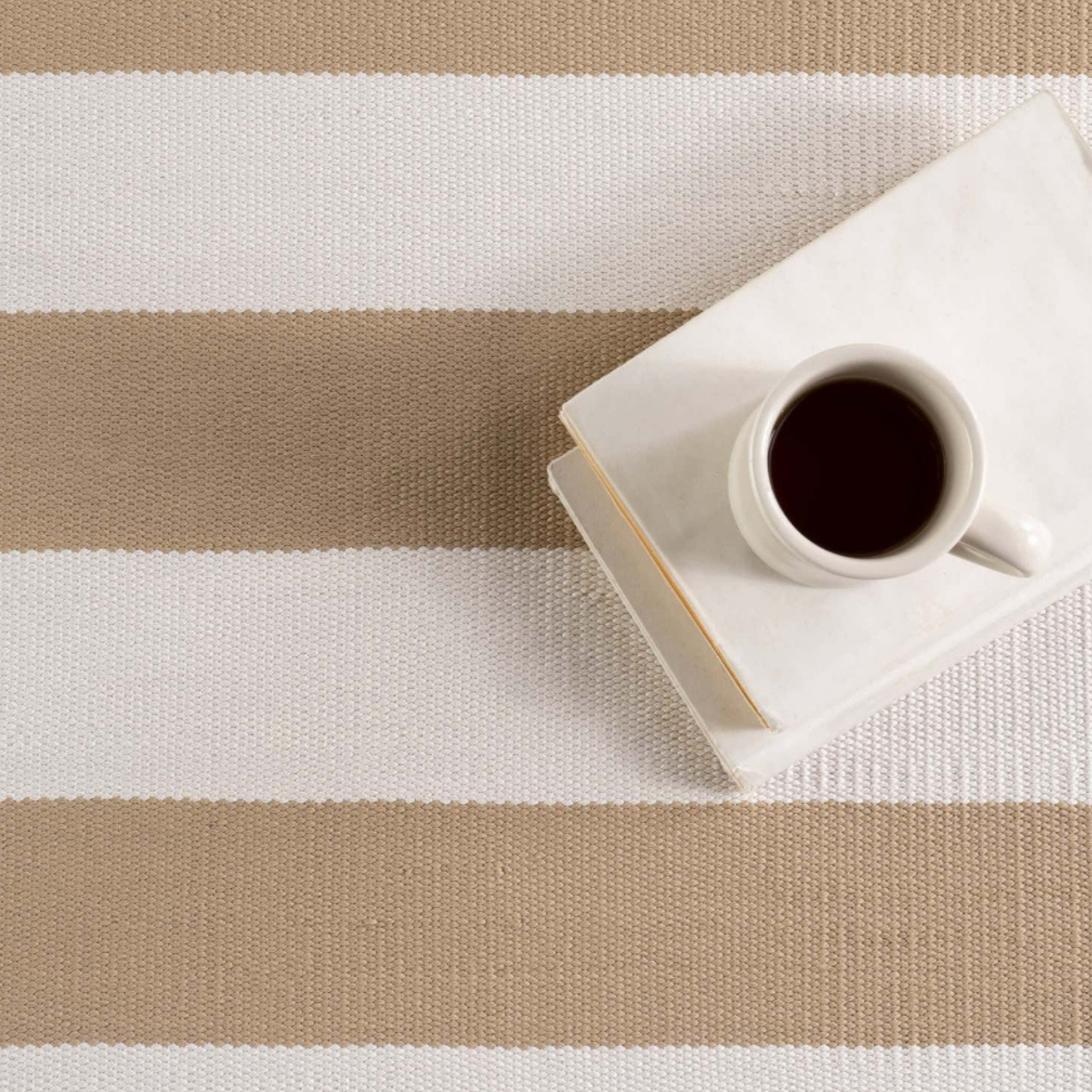 Dash & Albert Banks Stripe Khahki Handwoven Indoor/Outdoor