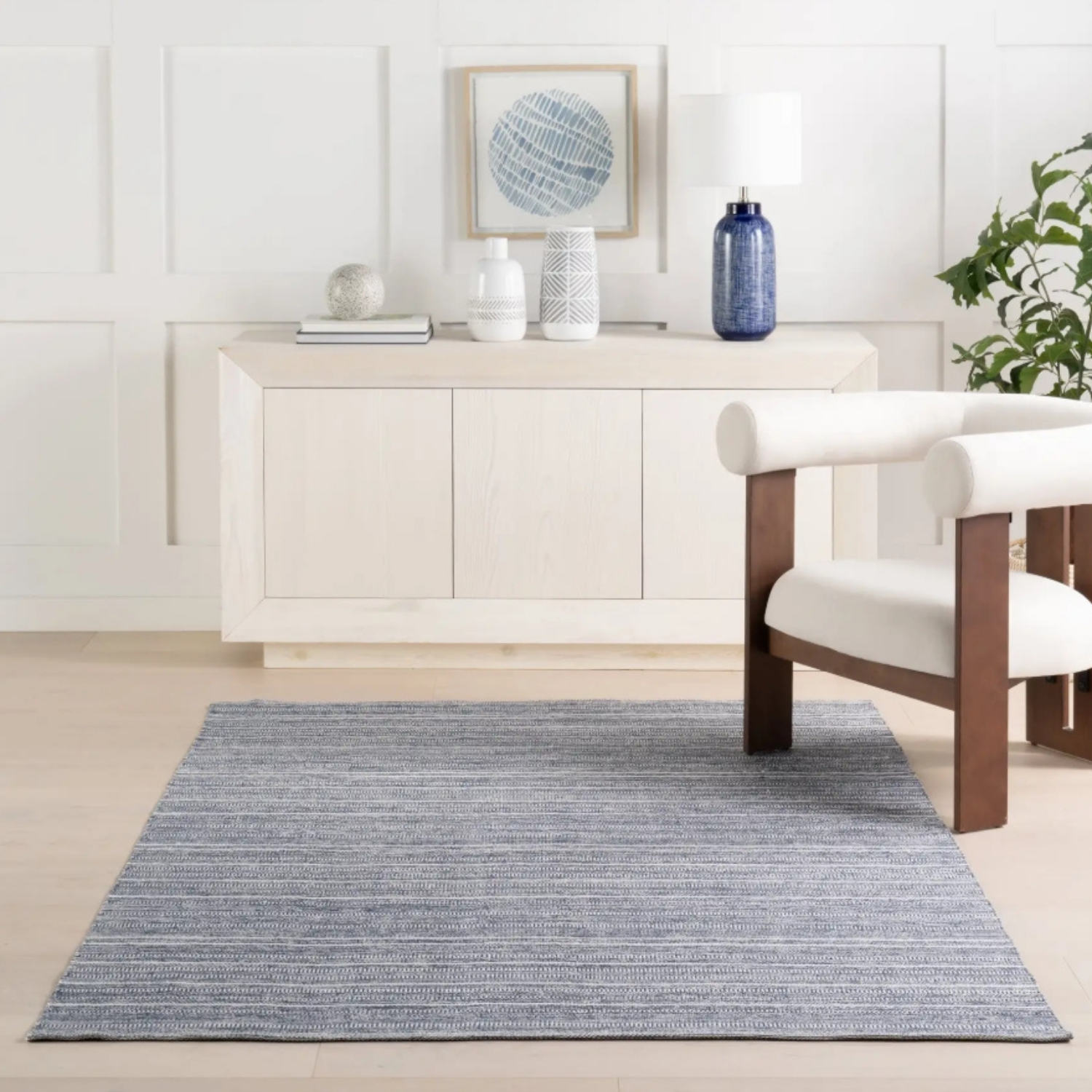 Dash & Albert Skipper Stripe Navy Handwoven Indoor/Outdoor Rug