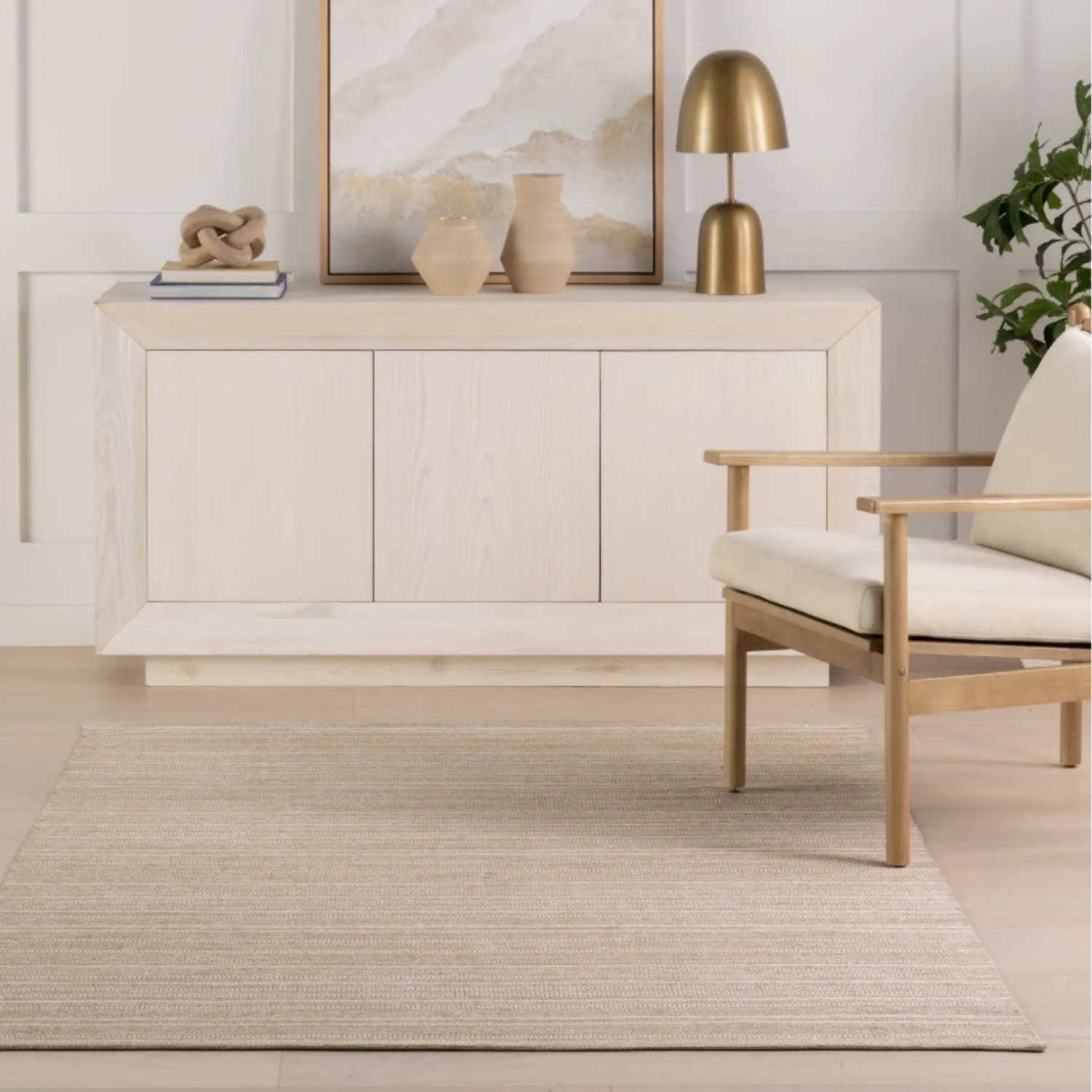 Dash & Albert Skipper Stripe Khahki Handwoven Indoor/Outdoor Rug