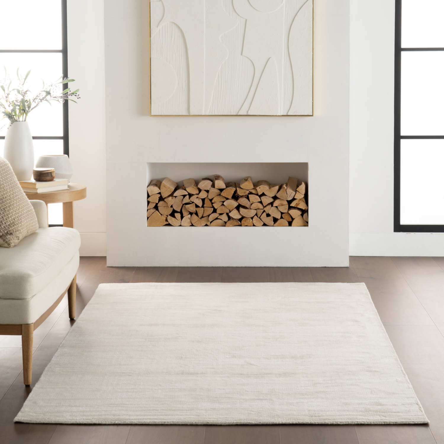 Dash & Albert Alva Hand Loom Knotted Wool/Viscose Rug - Sand