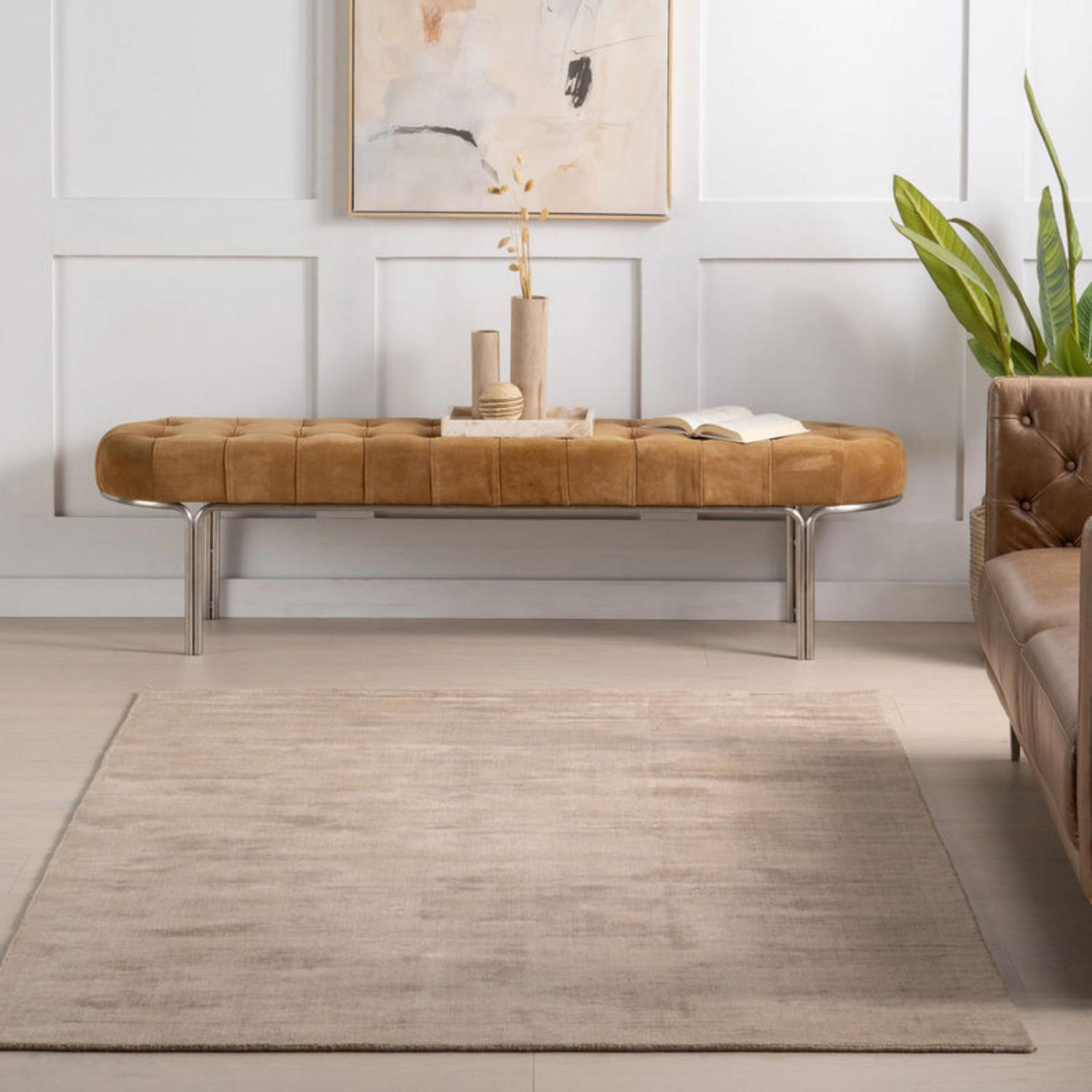 Dash & Albert Alva Hand Loom Knotted Wool/Viscose Rug - Taupe
