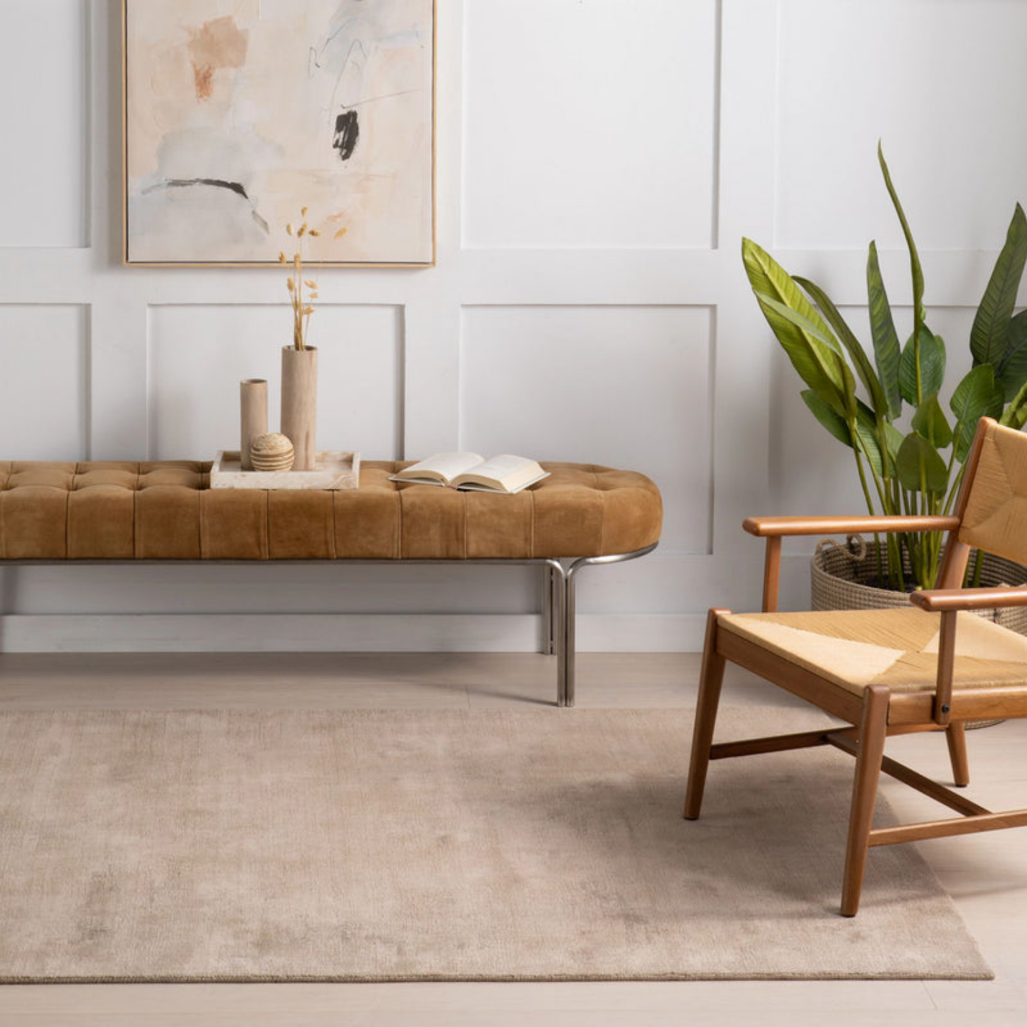 Dash & Albert Alva Hand Loom Knotted Wool/Viscose Rug - Taupe