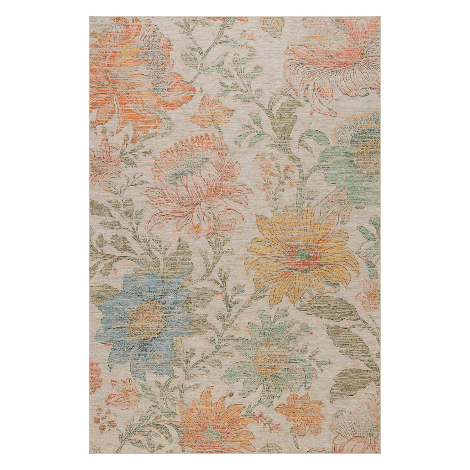 Dash & Albert Floral Washable Rug - Multi