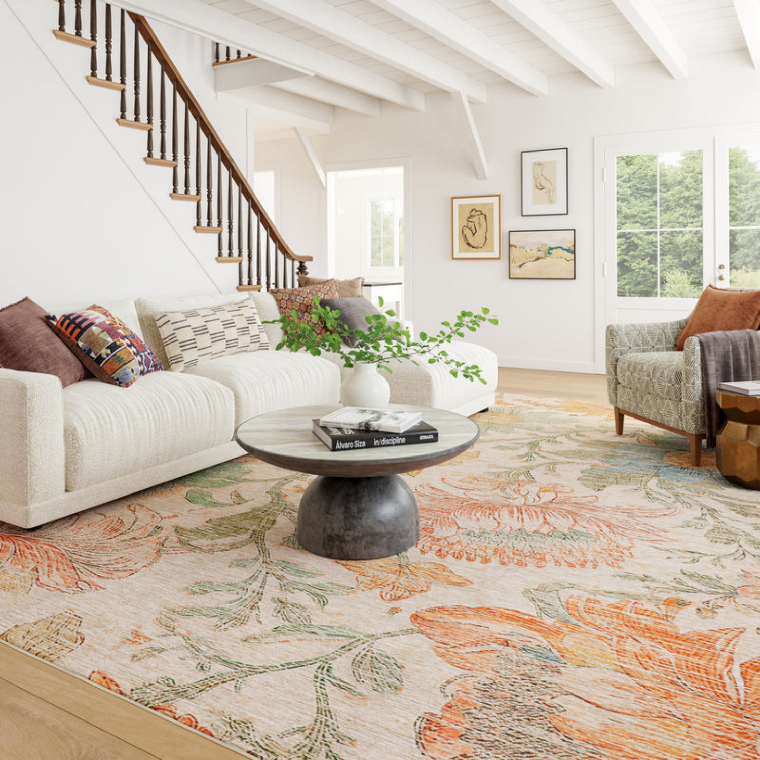 Dash & Albert Floral Washable Rug - Multi