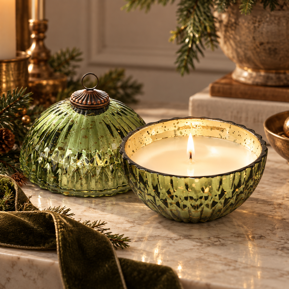 Mercury Ornament Glass Candle |  Balsam & Cedar