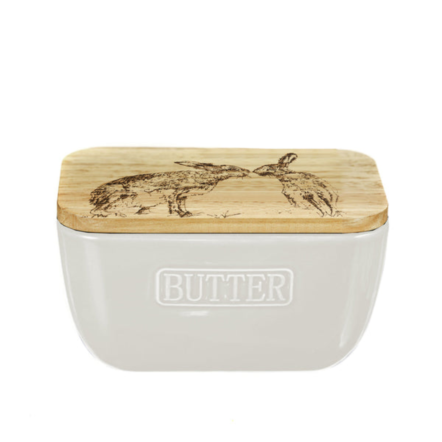 Hare Kisses White Butter Dish