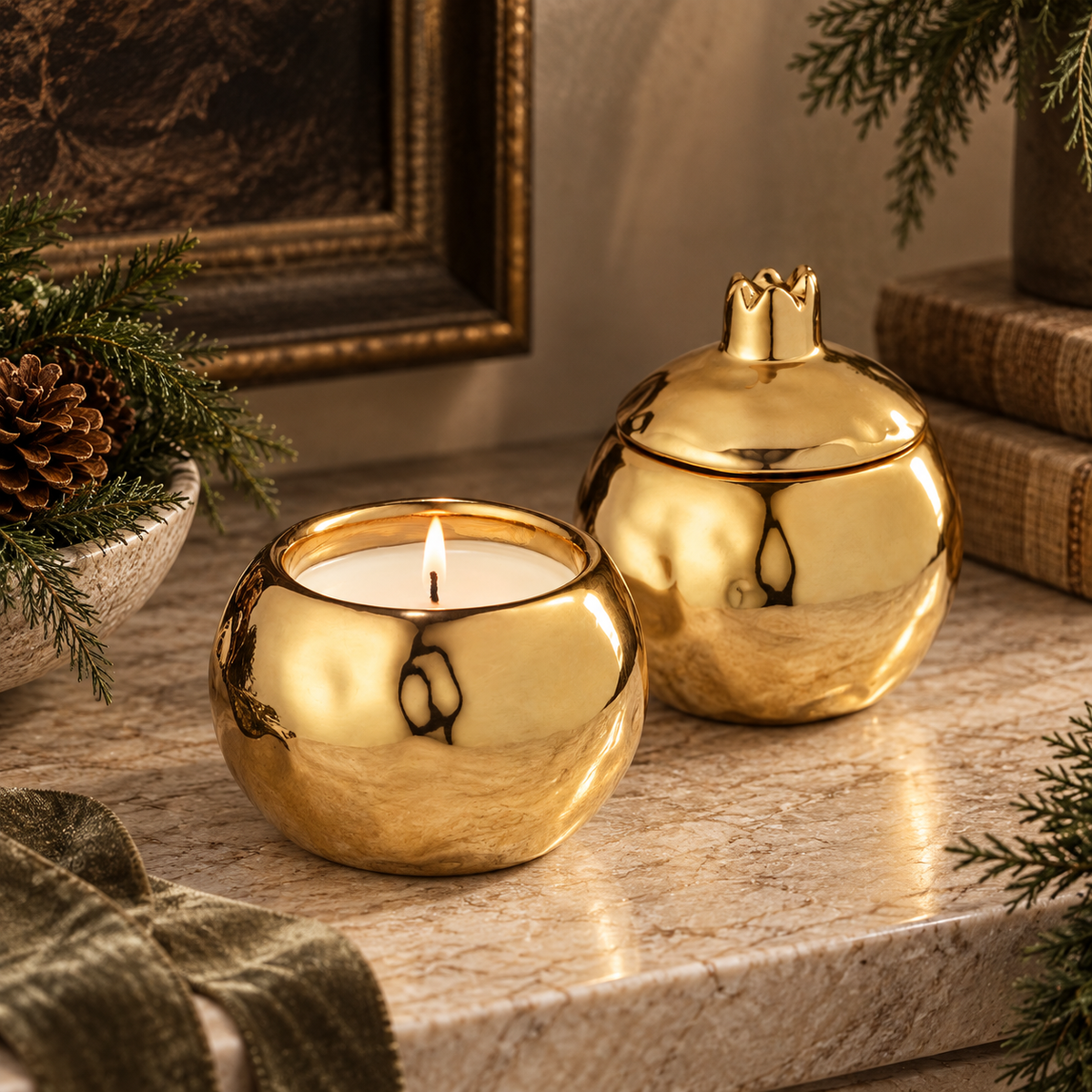 Golden Apple Candle | Holiday Fruit