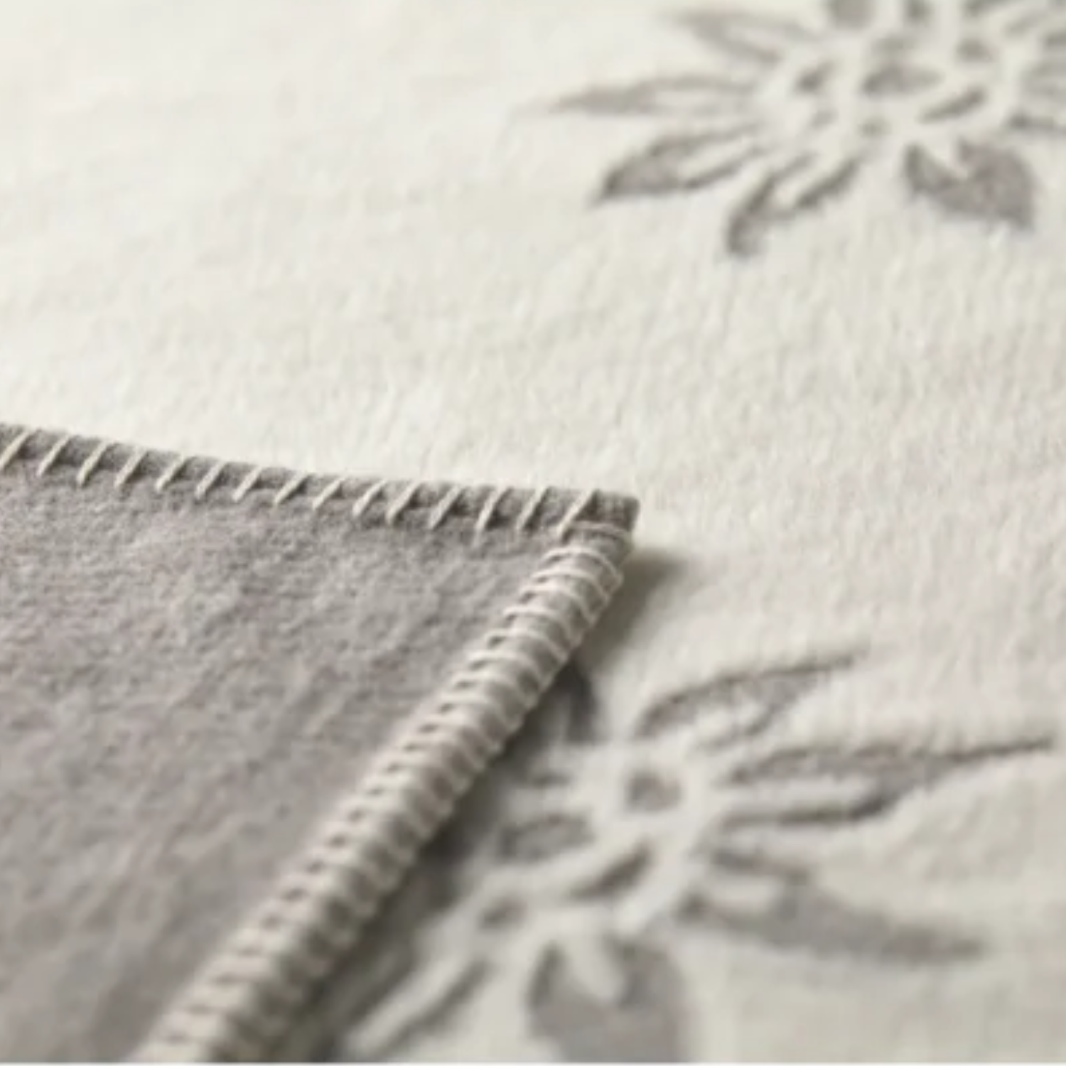 Blushing Blooms Ecru/Grey Throw Blanket