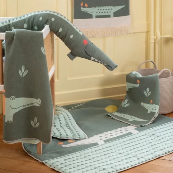 Cuddly Green Croc Cotton Baby Blanket