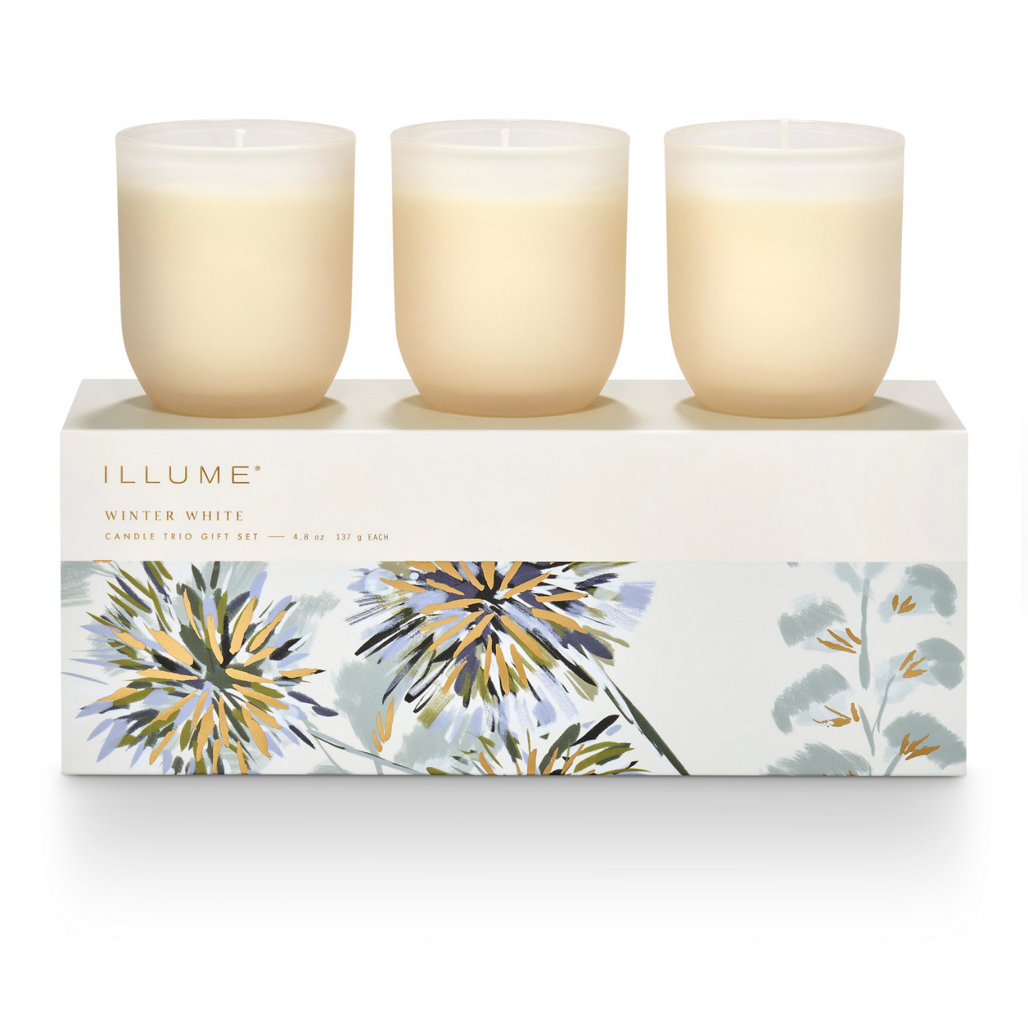 Winter White 4.8oz Trio Glass Candle Set