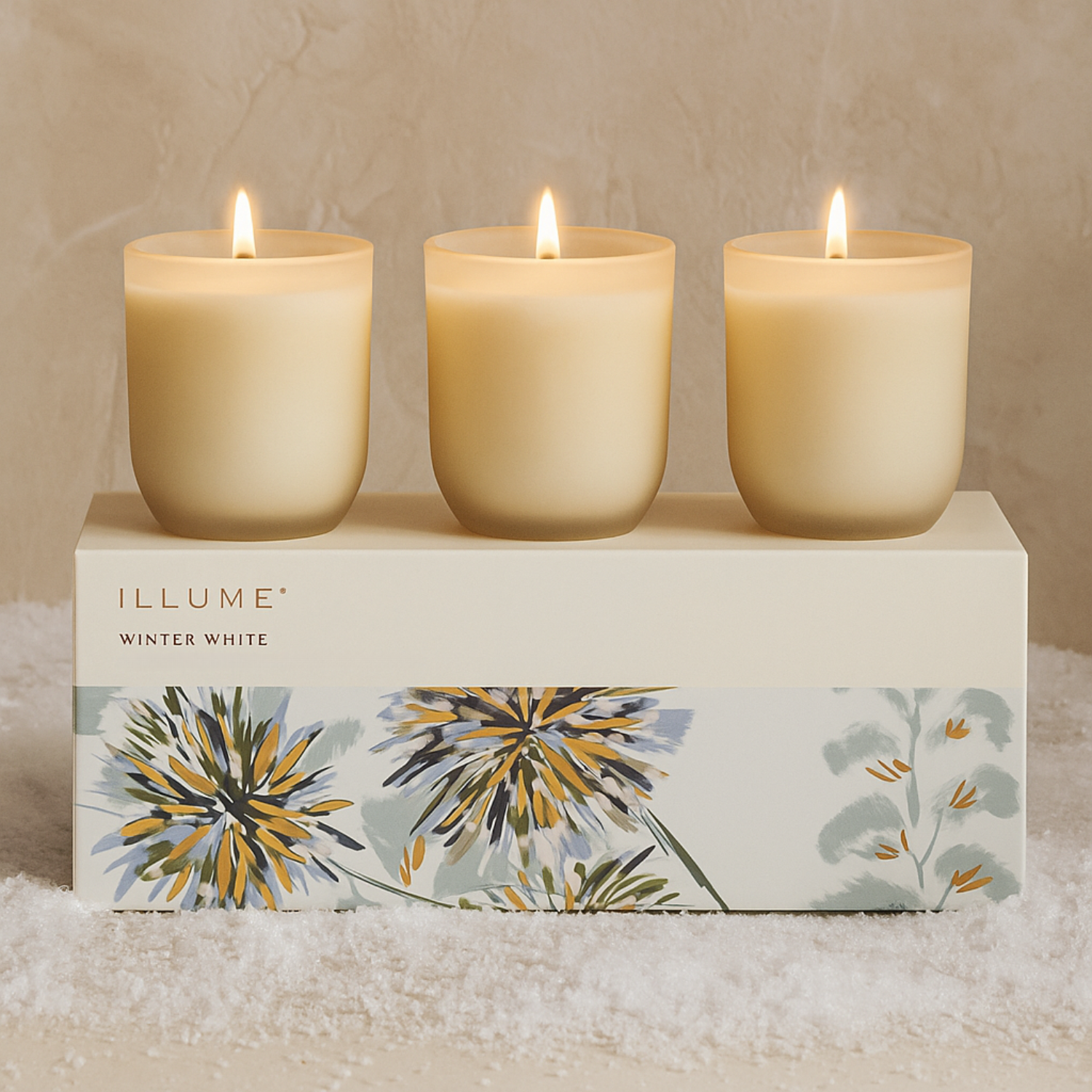 Winter White 4.8oz Trio Glass Candle Set