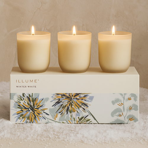 Winter White 4.8oz Trio Glass Candle Set
