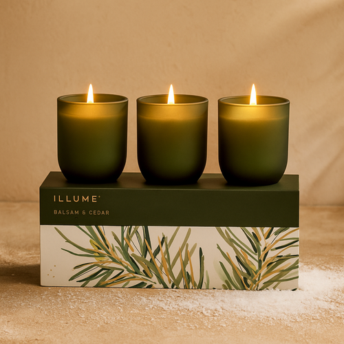 Balsam Cedar 4.8oz Trio Glass Candle Set