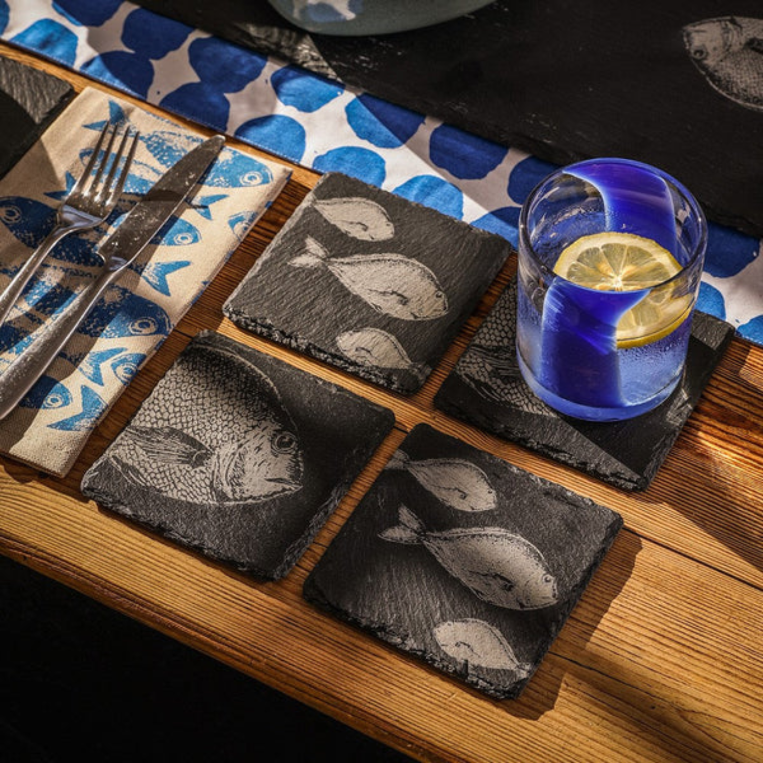 Marine Slate Grey Coasters (Set of 4)
