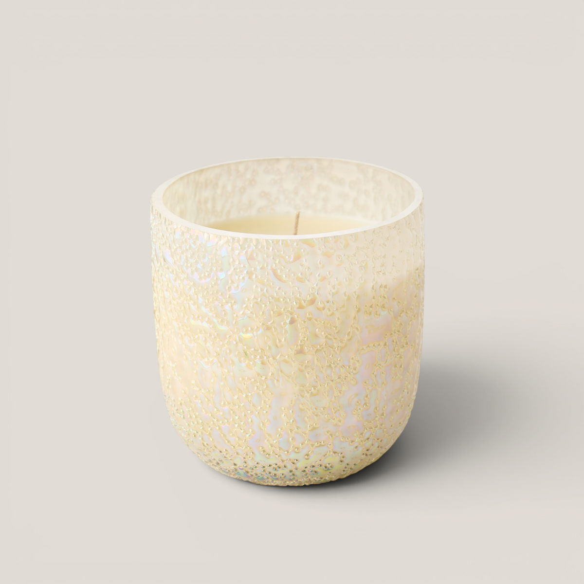 Celestial Beaded Glass Candle | Winter White