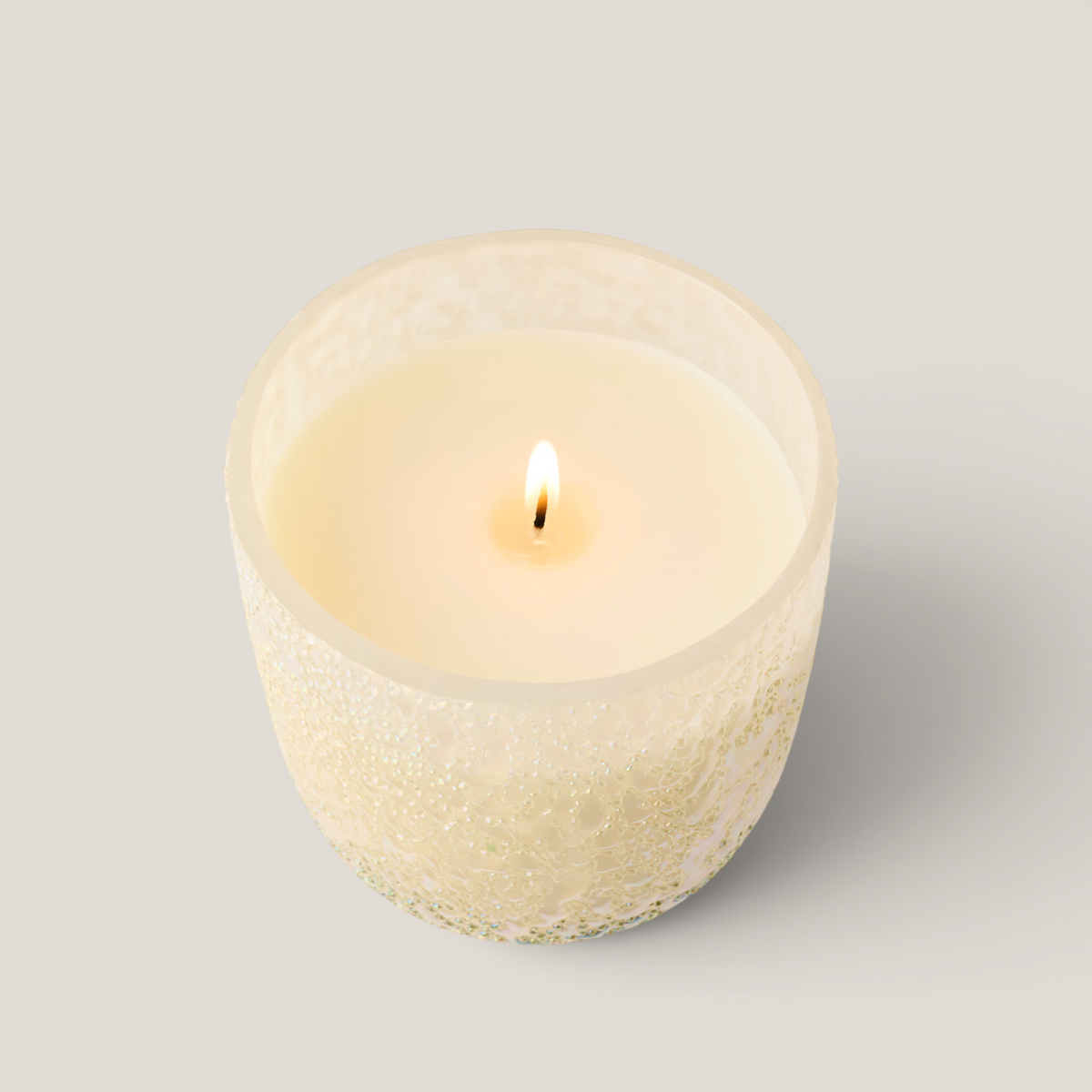 Celestial Beaded Glass Candle | Winter White