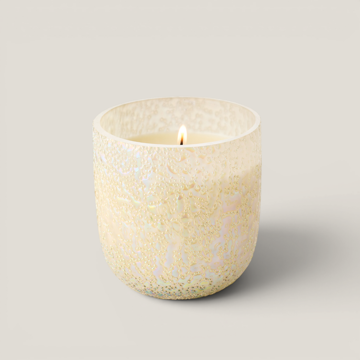 Celestial Beaded Glass Candle | Winter White