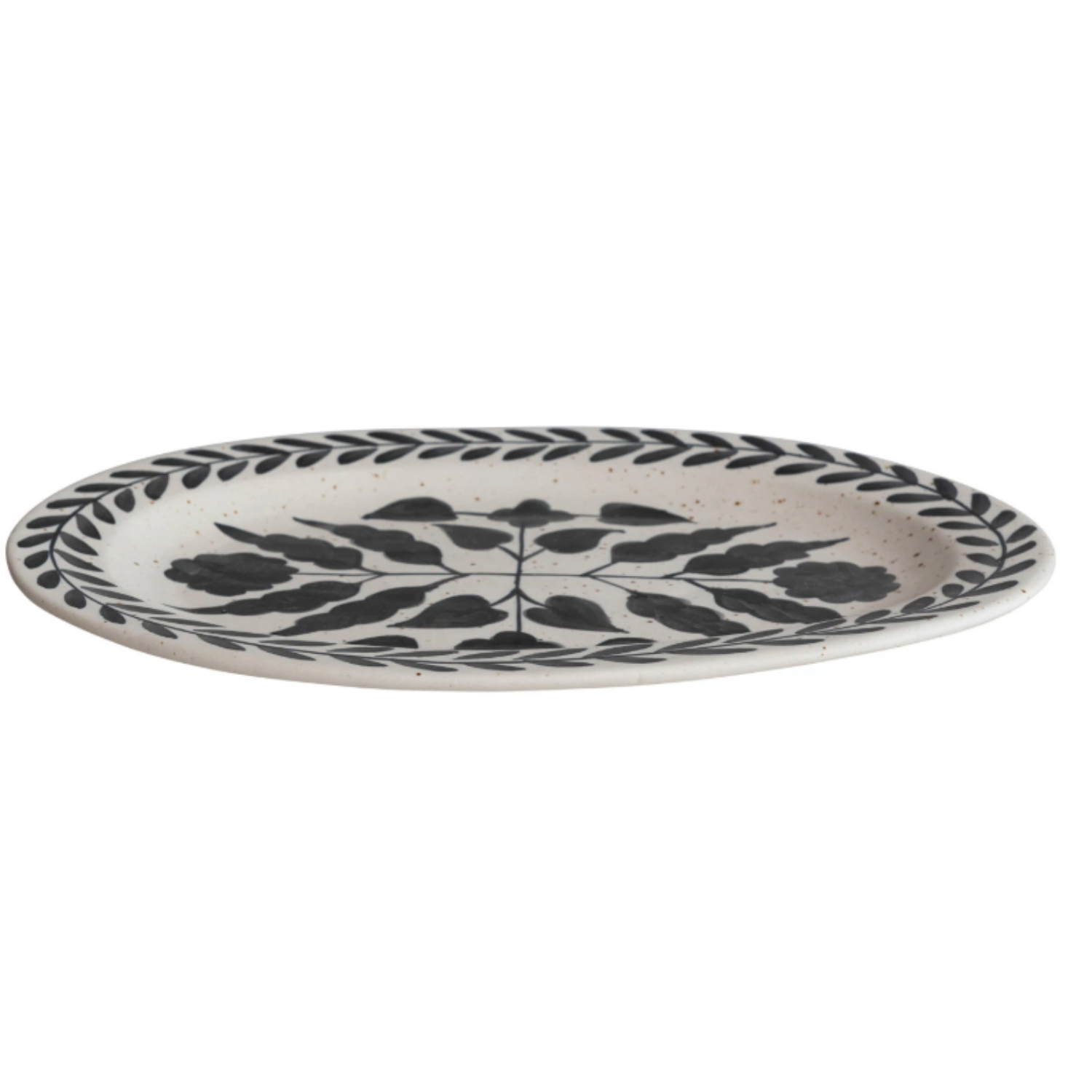 Cottage Floral Trim Stoneware Oval Serving Platter