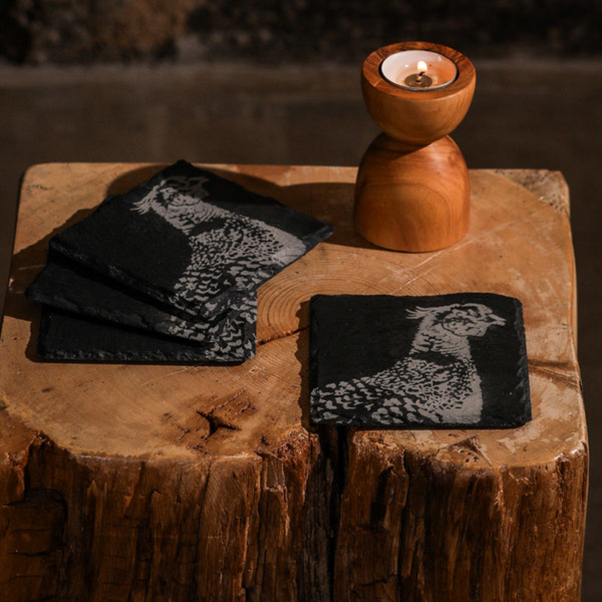 Pheasant Slate Grey Coasters (Set of 4)