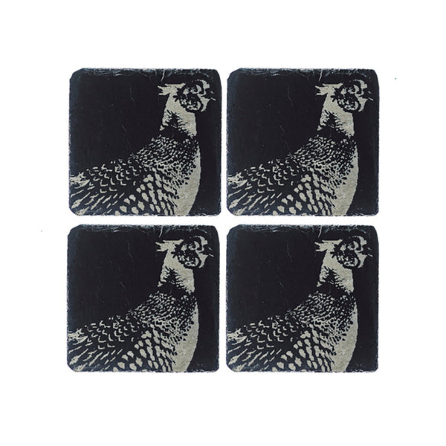 Pheasant Slate Grey Coasters (Set of 4)