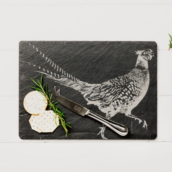 Pheasant Slate Cheese Board and Knife