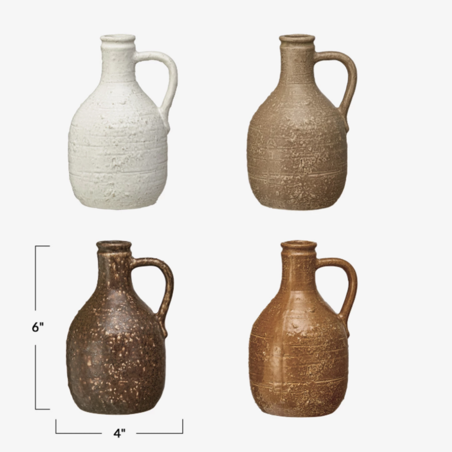 Distressed Stoneware Jug (Set of 4)