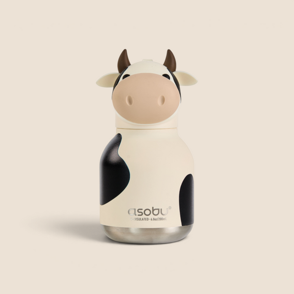 Mini Buddy 6.7oz Water Bottle w/Key Ring- Ivy Cow