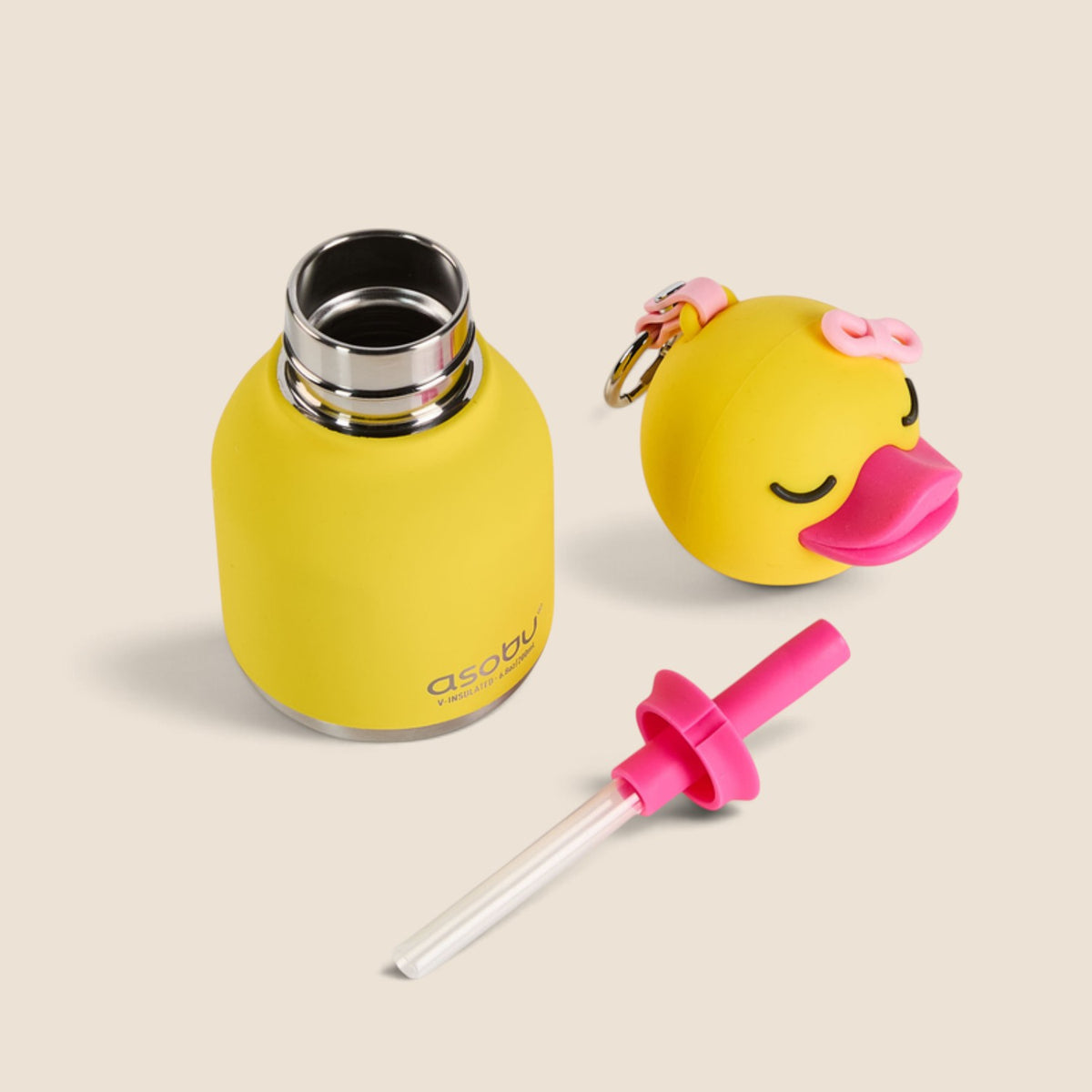 Mini Buddy 6.7oz Water Bottle w/ Key Ring- Blossom Duck