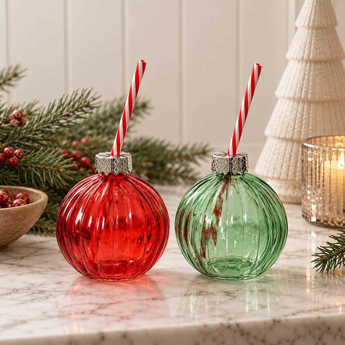 Jolly Christmas Glass Jar (Set of 2)
