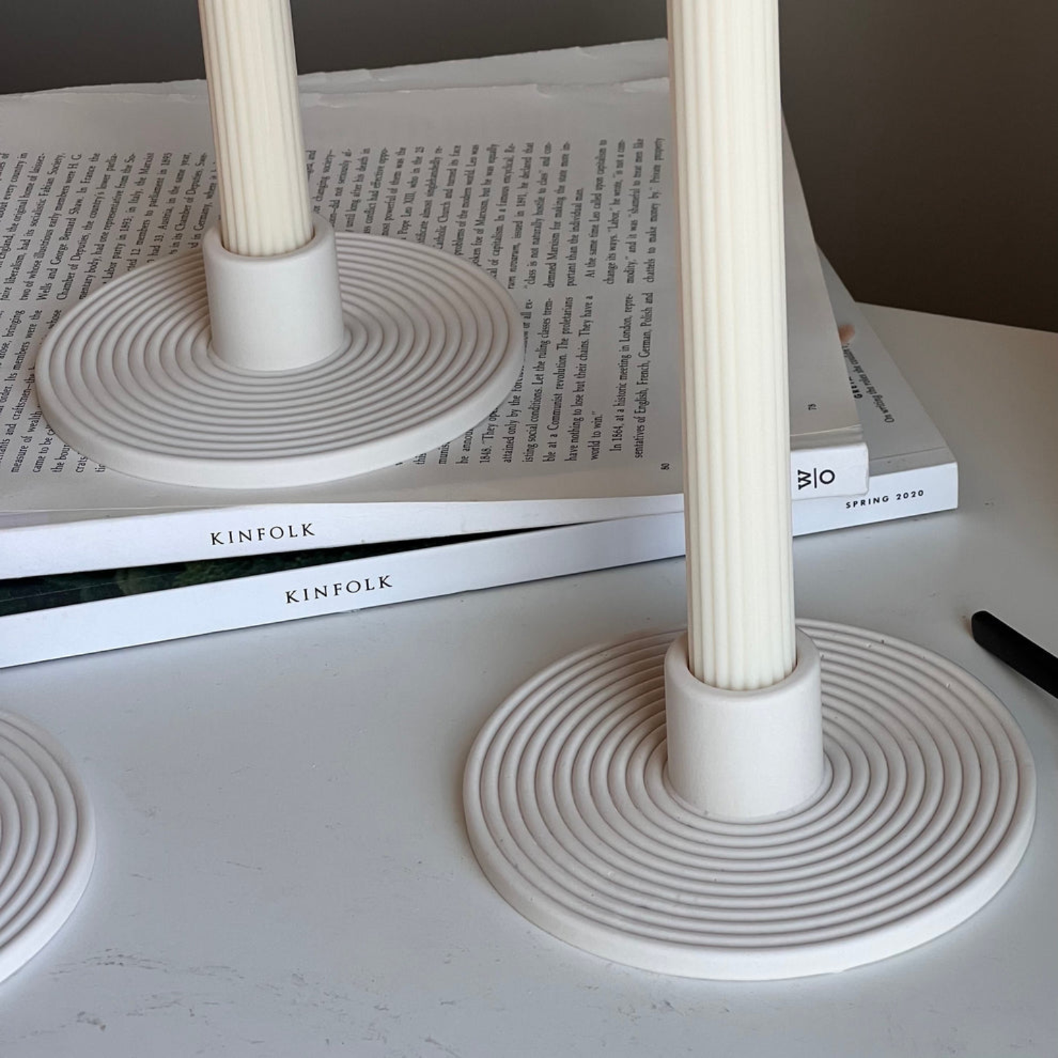 Cream Rings Candlestick Holder