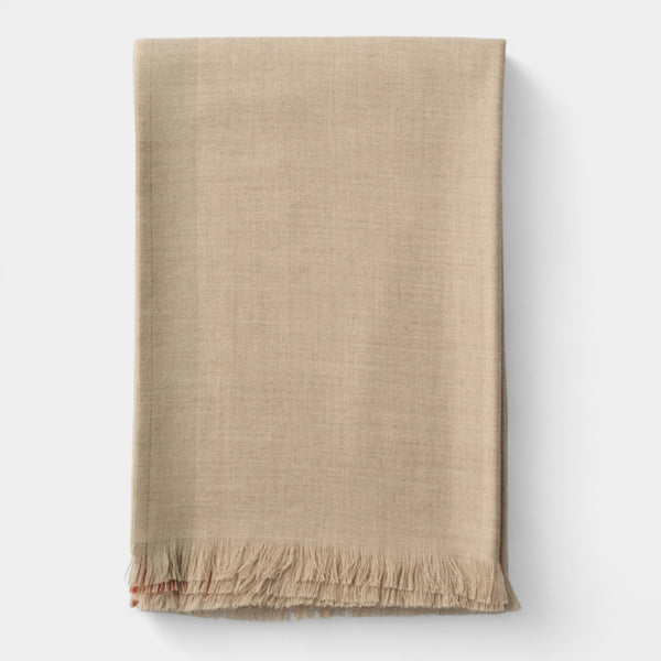 Fringe Alpaca Beige Wool Throw