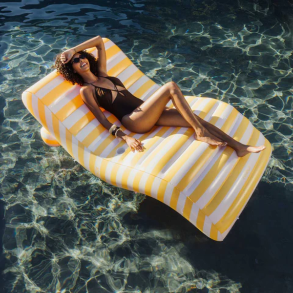 Inflatable Pool Chaise Lounger - Yellow Stripe