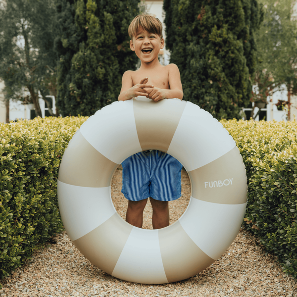 Kids Inflatable Candy Striped Tan/White Pool Float