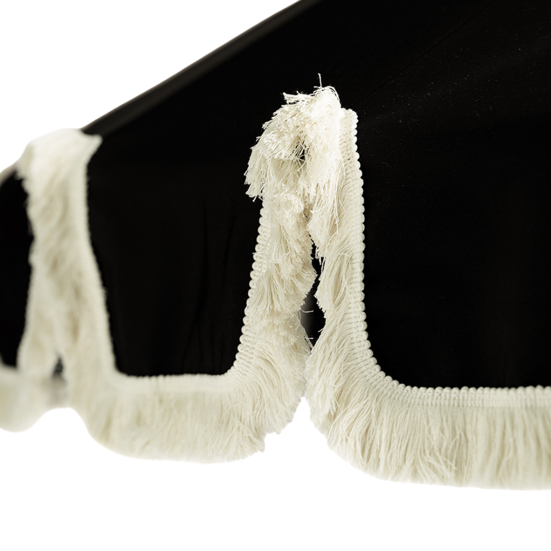 Fringe 8'Round Garden Umbrella - Black