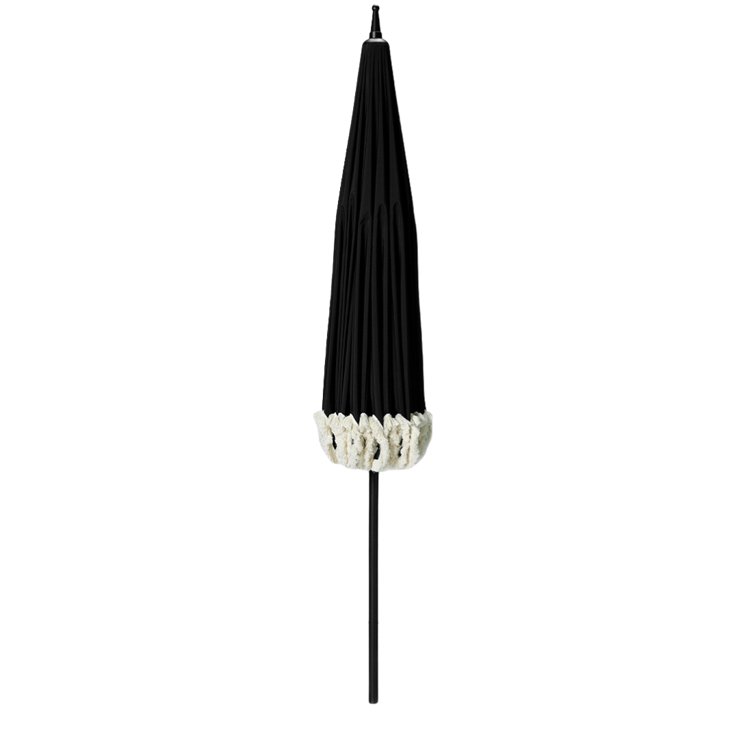 Fringe 8'Round Garden Umbrella - Black