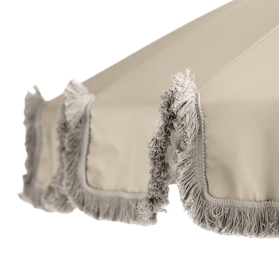 Fringe 8' Round Garden Umbrella - Sand Beige