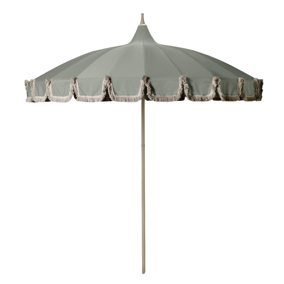 Fringe 8' Round Garden Umbrella - Eucalyptus