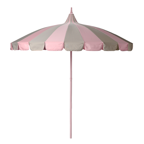 Carousel 8ft Round Garden Umbrella - Pink/Sand Beige