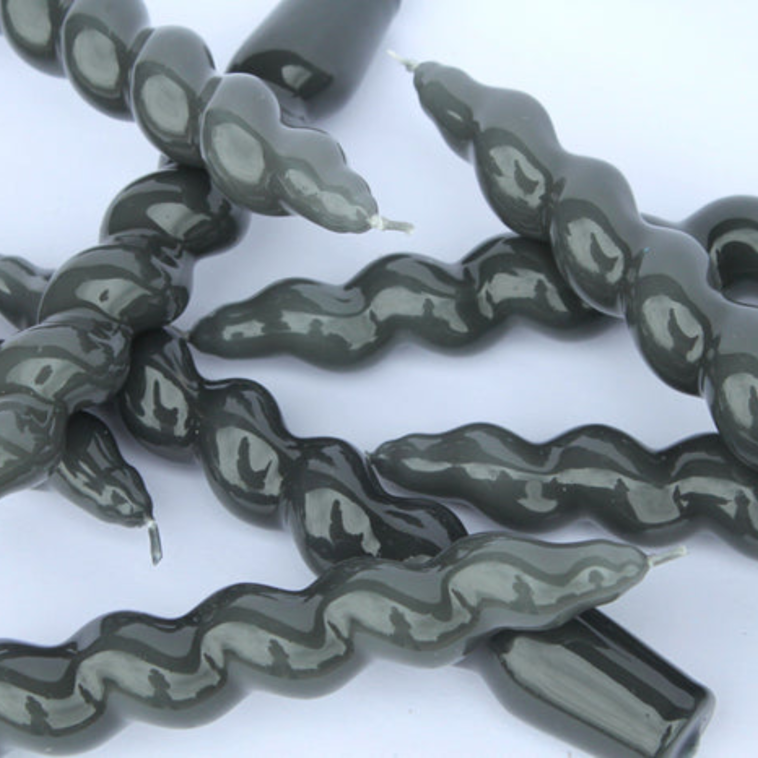 Grey Twisted Taper Candles (Set of 3)